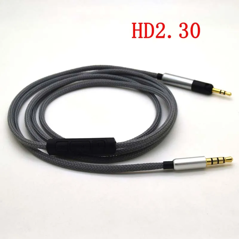 1.2m Сменный кабель для наушников Sennheiser HD2.30 HD2.20S, улучшенный посеребренный провод 3,5 мм до 2,5 мм с микрофоном - Цвет: 1.2m