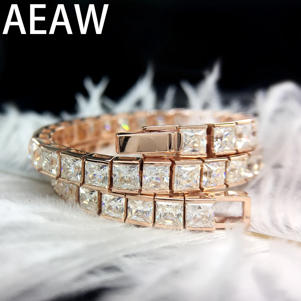 11ctw 3 мм принцесса квадрат отличный порезанный EF Moissanite браслет для тенниса 14k