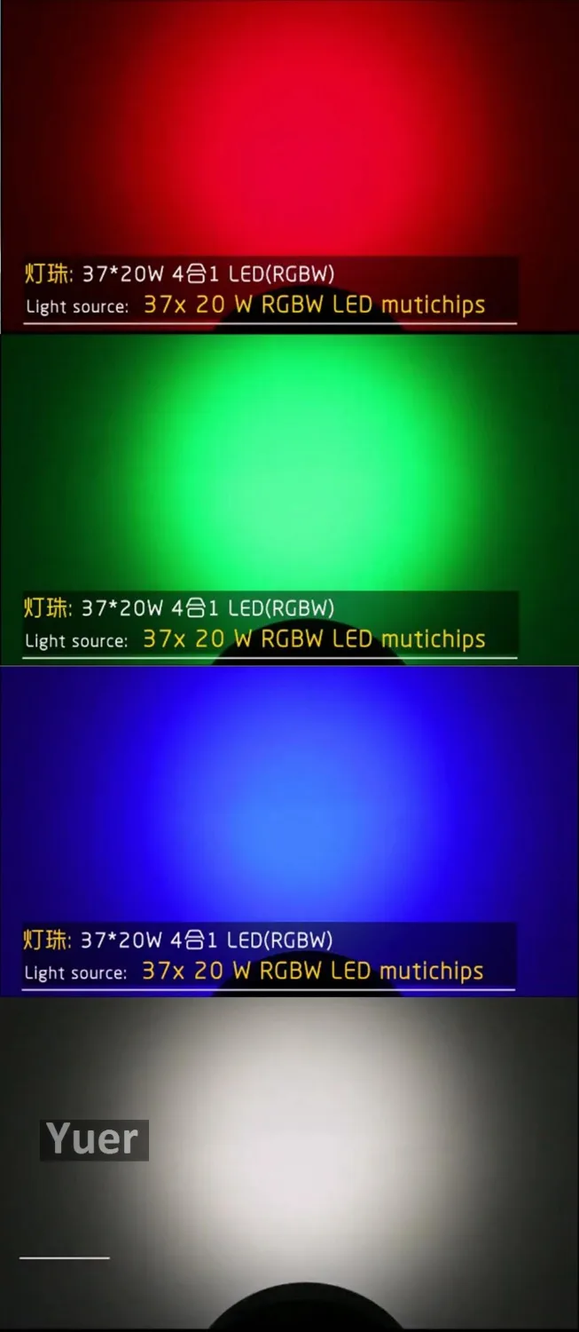 Новинка подвижный головной светильник с зумом 37x20 Вт LED RGBW 4 в 1 оборудование для
