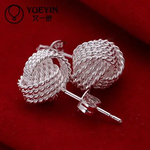 New coming delicate twist tennis ball silver earring for women wedding jewelry earrings lady girl gift top quality | Украшения и