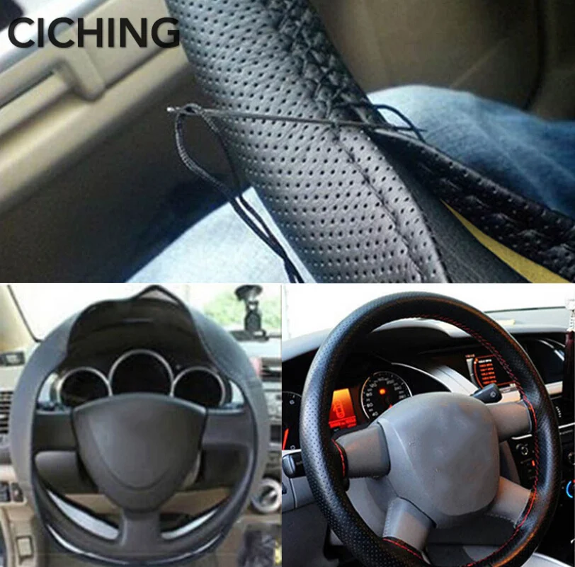 Кожаный чехол рулевого колеса автомобиля оплетка для Ford Focus 2 3 1 Fiesta Mondeo MK4 MK 4 Transit