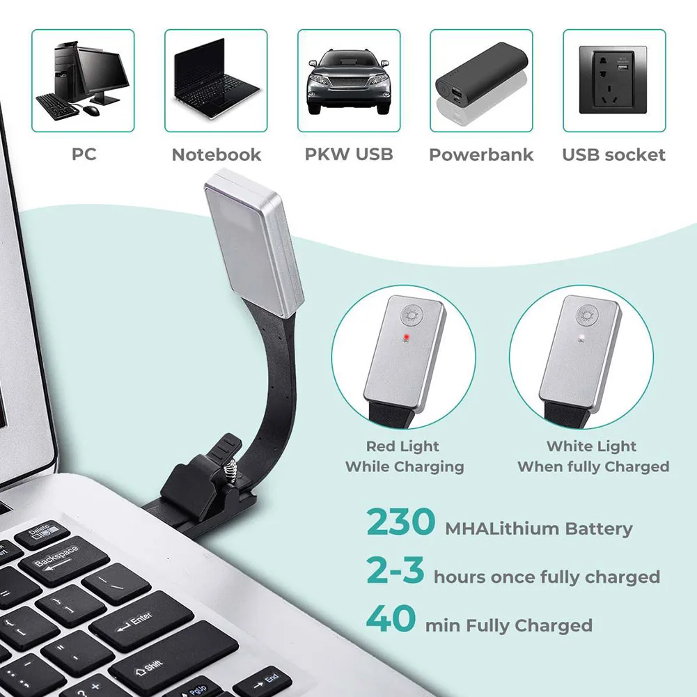 Гибкая Регулируемая usb лампа для чтения электронных книг MU|Лампы чтения| |