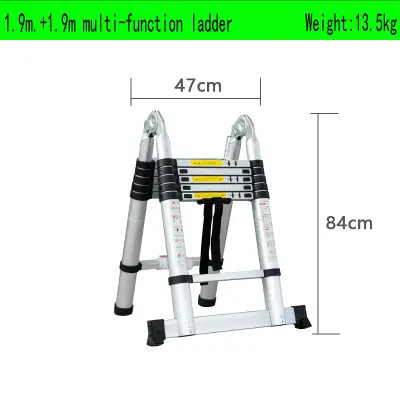 1.9M Fire Use Escape Ladder Collapsible Aluminum Alloy Upright Ladder, Multipurpose Home/Library/Construction Maintenance Ladder