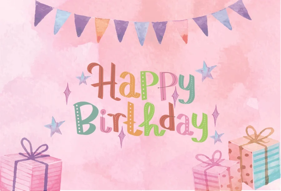Laeacco Pink Backdrops Happy Baby Birthday Party Gift Flag Family Portrait Photographic Backgrounds For Photo Studio | Электроника