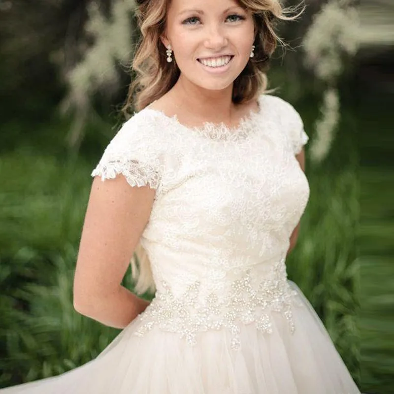 Новинка длинное кружевное бальное платье из тюля скромные свадебные платья с