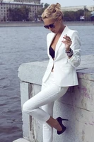 custom made ivory womens tuxedos shawl lapel suits for women one button busines