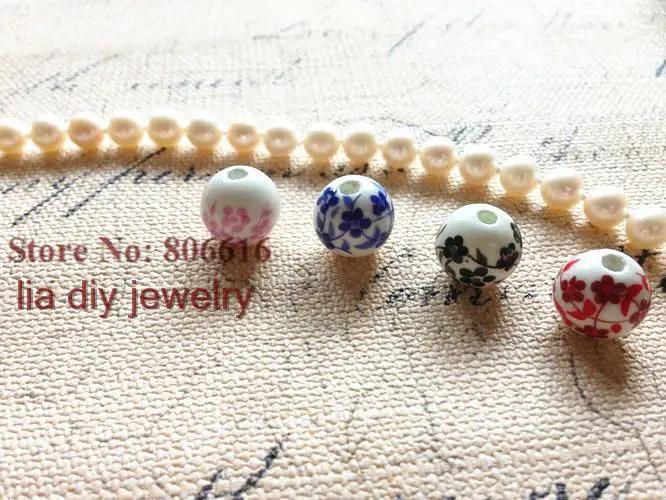 Китайские керамические бусины ручной работы wintersweet 12 мм 80 шт. фарфоровые