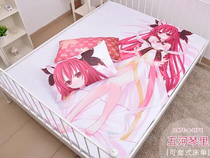 Аниме мультфильм дата а Live Itsuka Kotori Шелковый наматрасник простыня установленная