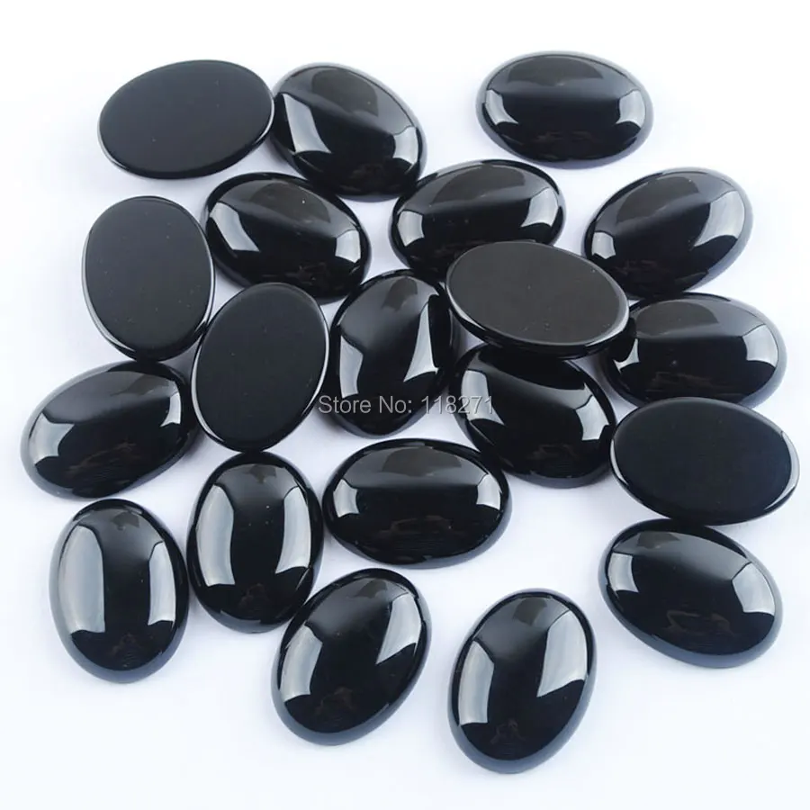 

WOJIAER Natural Black Agates Cabochon Beads Oval CAB 18x25x7mm Semi-precious Stones Fit Handmade Jewelry Women Men 10PCS PU8064