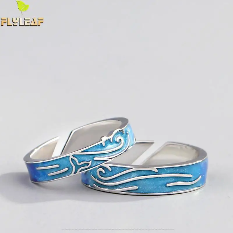 Flyleaf синяя капля глазурь морская рыба для влюбленных открытая женская серебряная