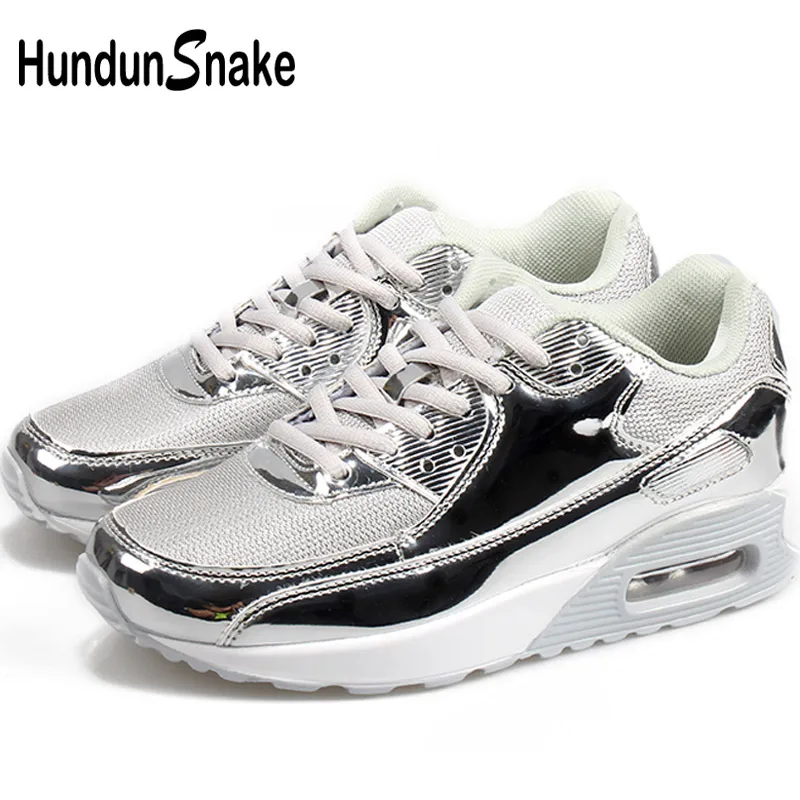 silver Hundunsnake/Женские Кроссовки больших размеров; кроссовки с воздушной подушкой; мужские и женские кроссовки с сеткой; Calzado Mujer; летние кроссовки; красовки; Серебристые G-25 - Цвет: silver