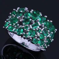 royal green cubic zirconia silver plated ring v0581