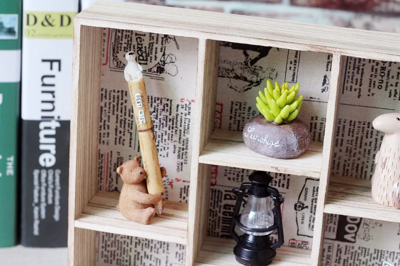 Деревянный шкаф 7 решеток ящиков для хранения настенная полка ландшафтный