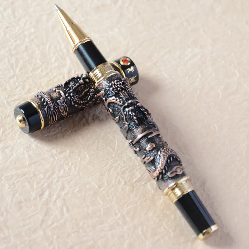 Медная Шариковая ручка JINHAO с двумя драконами и жемчугом красная Хрустальная|crystal