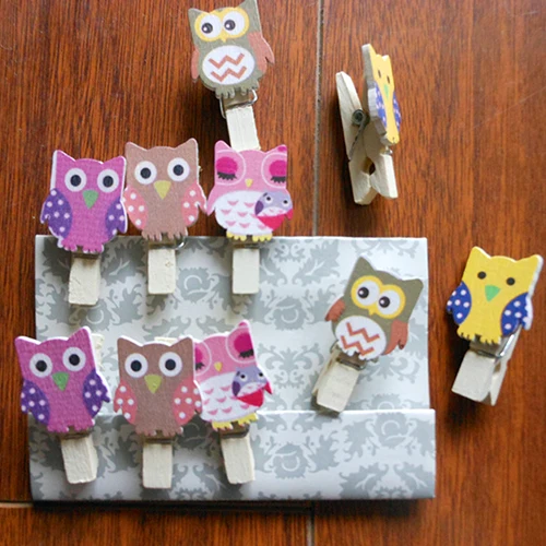 10 шт. в форме Совы деревянная бумага фото клип DIY стены искусства картина