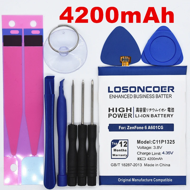 LOSONCOER 4200 мАч C11P1325 аккумулятор A600CG T00G A601CG литий-полимерный для ASUS ZenFone 6+ быстрое прибытие