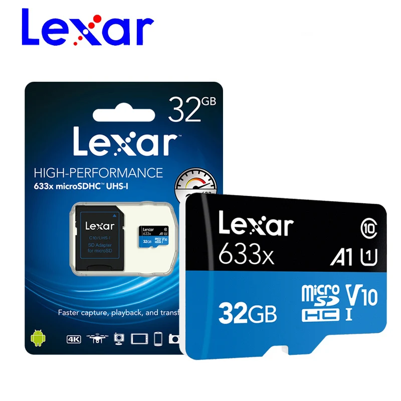 100% оригинальная Micro SD карта lexar 512 ГБ 32 64 Гб 256 128 MicroSD памяти класс 10 TF MicroSDHC UHS-1 для