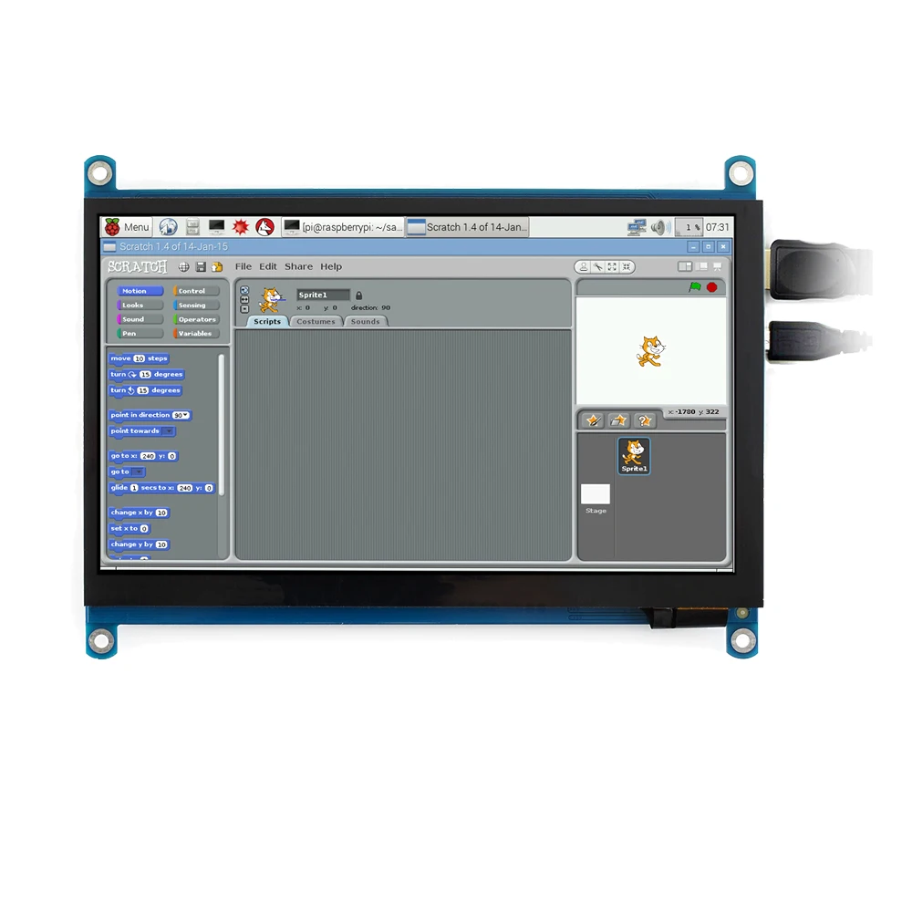 Waveshare 7 дюймовый HDMI LCD (H) монитор компьютера 1024*600 IPS емкостный сенсорный экран