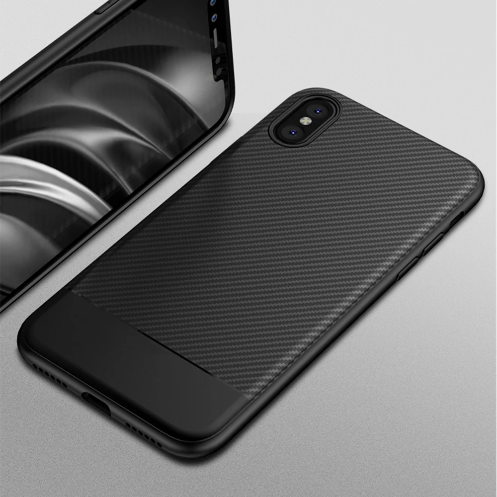 FLOVEME для iPhone X 10 чехол роскошный, деловой чехол из углеродного волокна для iPhone 8 7 6 6S Plus силиконовый чехол для телефона аксессуары