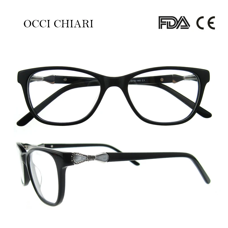 OCCI CHIARI женские очки оправа по рецепту очки с бесцветными линзами Oculos медицинские оптические очки металлические украшения красный W-CERIANI - Цвет оправы: C1