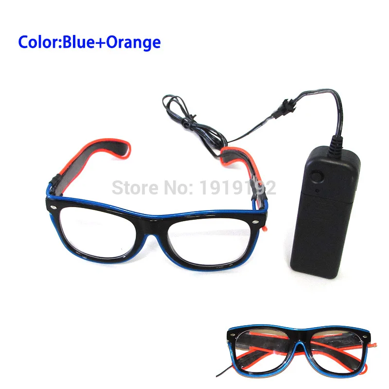 Очки ручной работы двухцветные светящиеся активируемые звуком EL Wire DC-3V