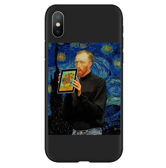 Веселые Чехлы Mona Lisa для iPhone XS XR MAX Ван Гог звездное мягкий чехол телефона X 5 6 6S Plus 7 8
