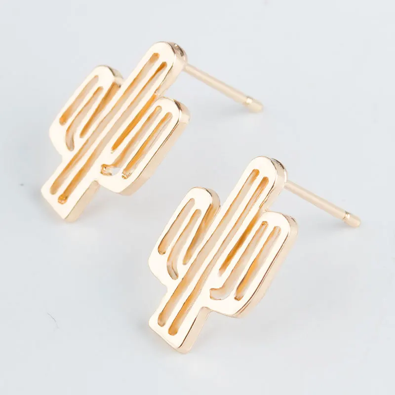 Розовое золото серебро Цвет кактус Форма серьги для женщин небольшой завод