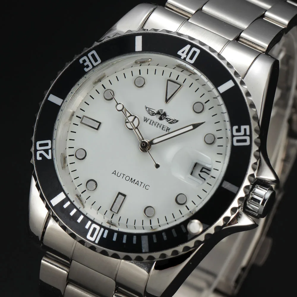 WINNER классические часы со стальным ремешком и хронографом с поворотным корпусом