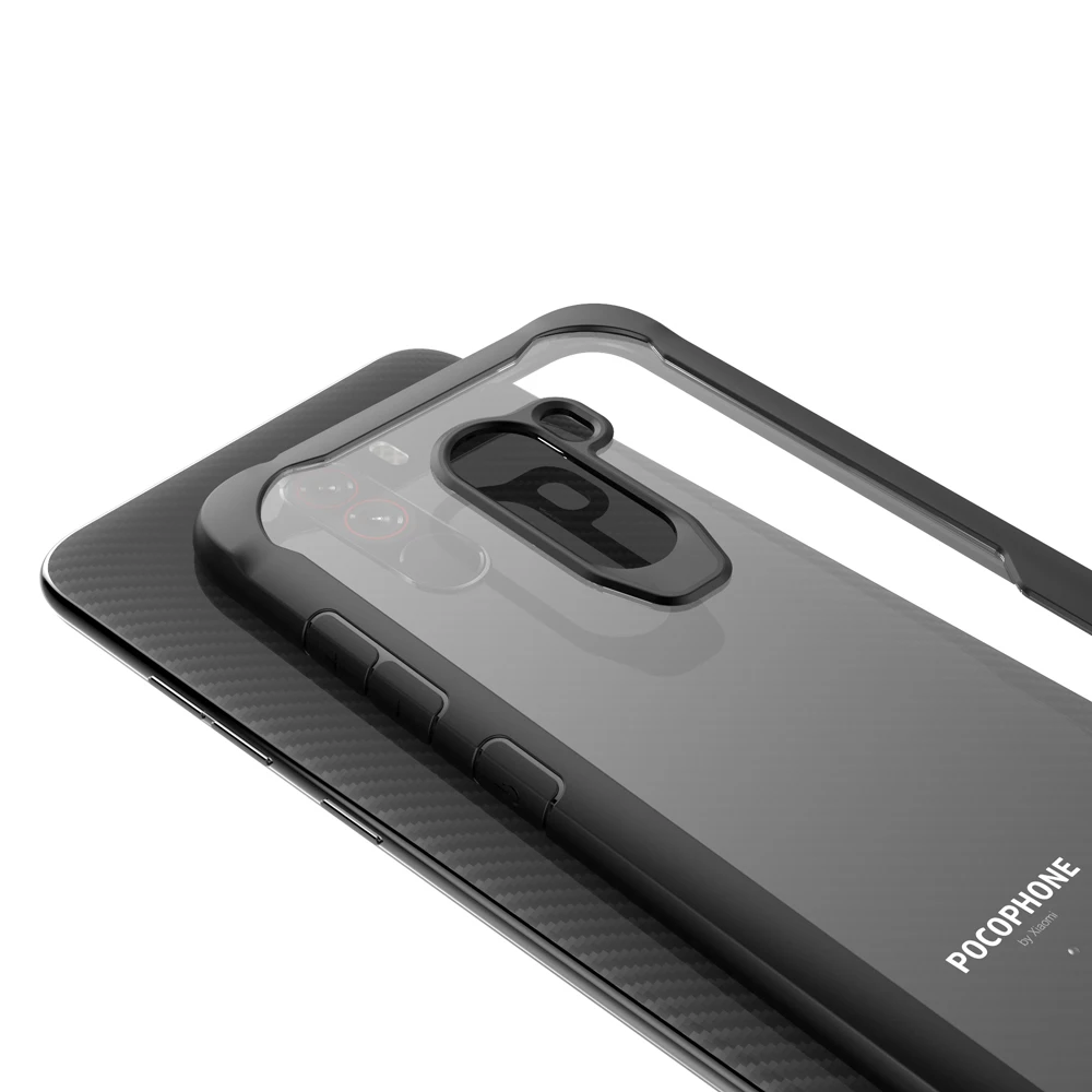Чехол для Xiaomi Pocophone F1 Мягкий силикон + прозрачный защитный чехол на заднюю панель