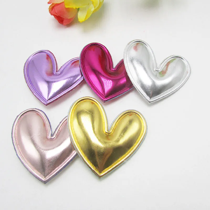 Free shipping 35PCS/lot 4.8cm pvc heart Padded Applique Crafts for girls Hair Accessories Decoration | Дом и сад