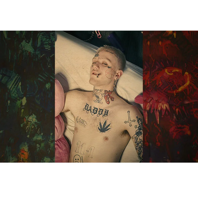 Уютный момент XXXTentacion плакат lil peep хип-хоп художественный плакат крафт-бумага винтажная Живопись Печать кафе плакат ZS038 - Цвет: Синий