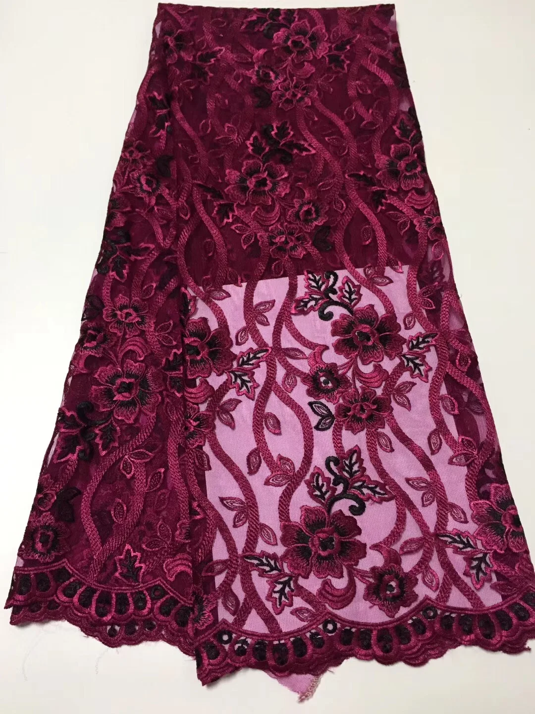Новинка 2019 фиолетовая французская кружевная ткань высококачественный тюль