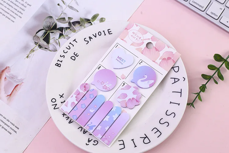 Розовый песочный Лебедь ежедневное моделирование N Times Sticky Notes Escolar Papelaria School Supply наклейка-закладка