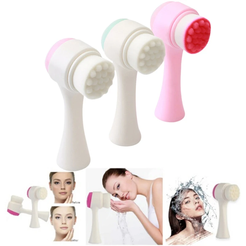 Двухсторонняя отшелушивающая Очистка лица Массажная щетка отшелушивающее
