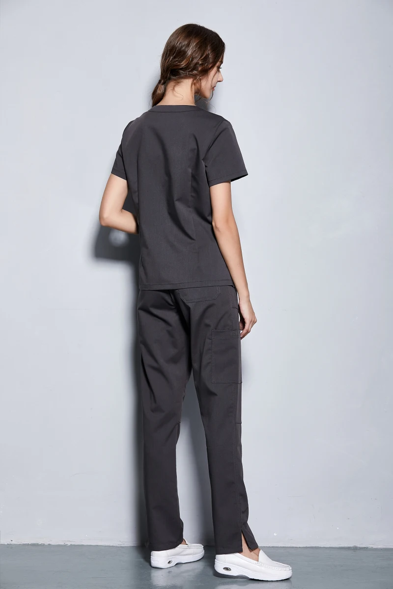 New Women's Medical Black Scrubs Ladies' Short Sleeve Scrub Uniforms Set Dental Clinic Fancy Design Surgical Clothes Slim Fit
