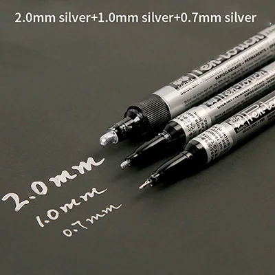 3pcs mix size silver SAKURA маркеры Маркеры Ручка для письма маркировка пластик/стекло/сталь/дерево/Одежда Дизайн Марка ручка для DIY чертежи товары для рукоделия - Цвет: 3pcs mix size silver