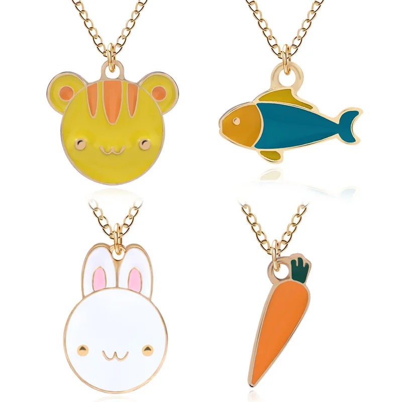 Эмалированное ожерелье с милым мультяшным кроликом и морковкой модное высокого