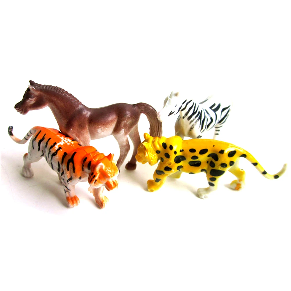 4 шт. пластиковая фигурка животного из зоопарка тигр леопард лошадь Зебра Детские