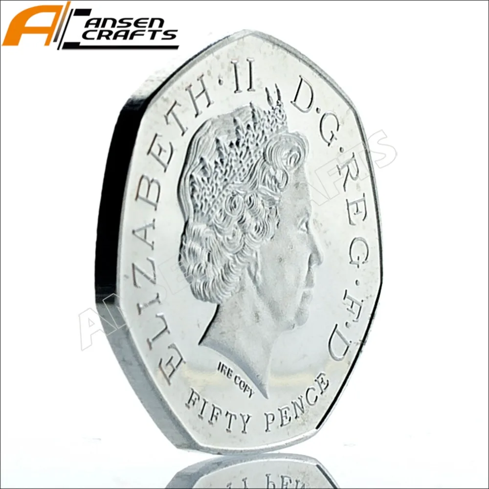 Kew сад 50 P Fifty Pence Elizabeth II EIIR II 2009 Британский посеребренный позолоченный Имитация монеты