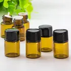 Флакон для эфирных масел для макияжа, 2 шт., Янтарное стекло, пустой, многоразовый, с крышкой