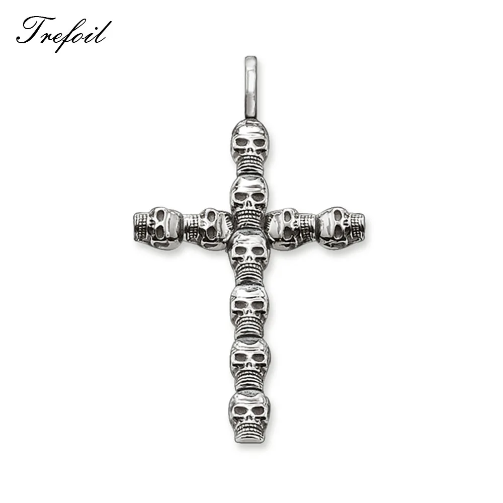 Skull Cross Кулон фараон скарабей череп крест, новые этнические модные ювелирные изделия винтажный 925 пробы Серебряный подарок для женщин подходит ожерелье - Окраска металла: Skull Cross