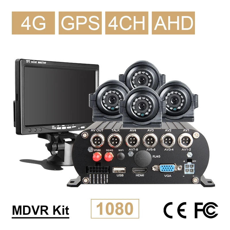 Автомобильный ЖК-монитор с 7-дюймовым экраном и 4 боковыми металлическими