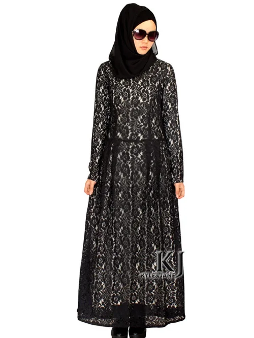 Мусульманское женское платье djellaba модное длинное с кружевом турецкое дубайское