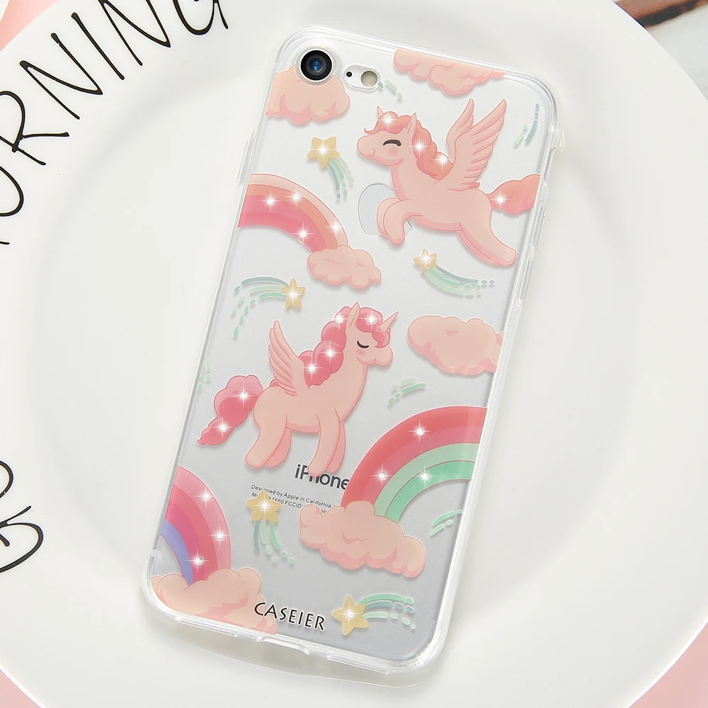 Чехол CASEIER для телефона с милым рисунком iPhone 8 7 6S 6 Plus милые блестящие чехлы со