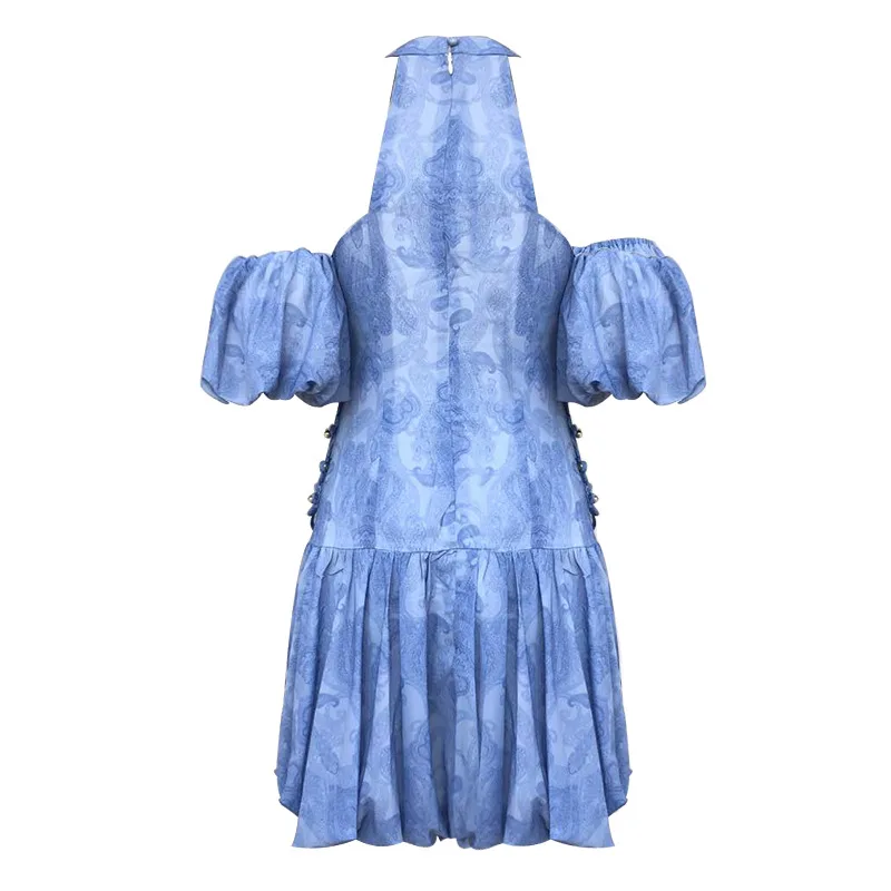 

2019 New Summer Runway Brand Mini Women's High End Beading Hollow Out Embroidery Lace Mini Female mini dress Off the Shoulder