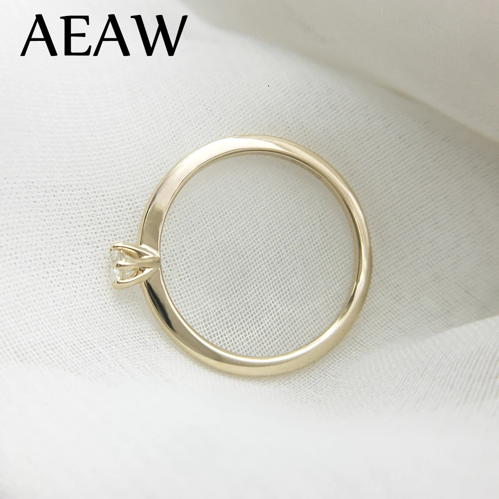 

AEAW DF Moissanite Diamond 3mm Engagement Solarite Ring for Women in 14K Yellow Gold