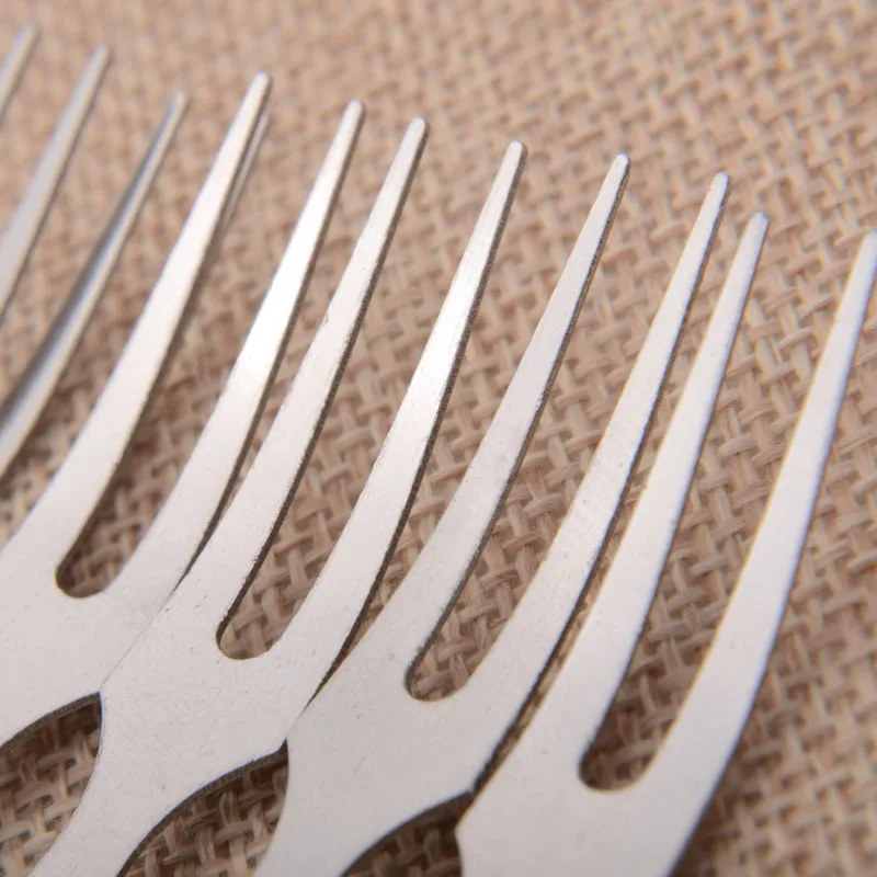 KMYC 6Pc/Set Stainless Steel Fruit Fork Set Food Picks Cake Dessert Forks Two-Tin Knife Party Wedding Durable Cutlery Tool | Дом и сад