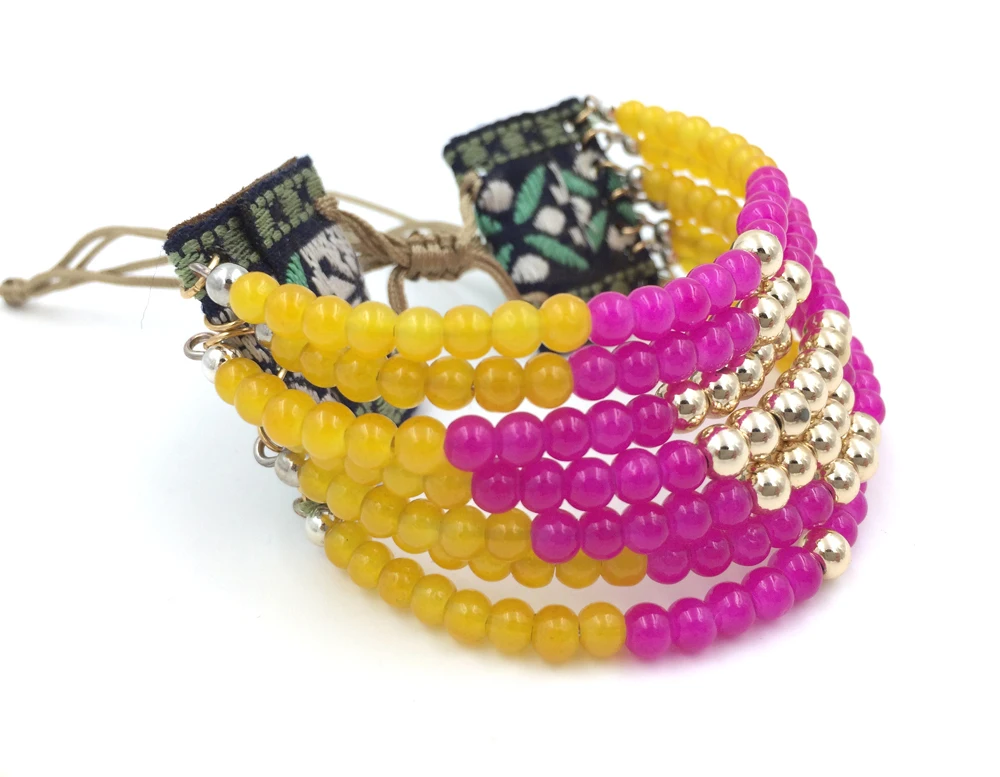 Женские многослойные браслеты широкие с бусинами и цепочкой новинка 2015 |