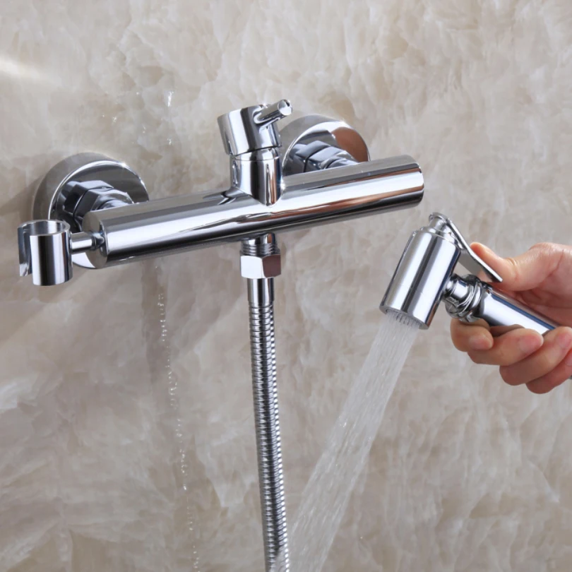 Wall Mounted Handheld Shattaf Bidet Portable Toilet Spray Shower 150 cm Hose Hot And Cold Bathroom Mixer Faucet Valve | Обустройство