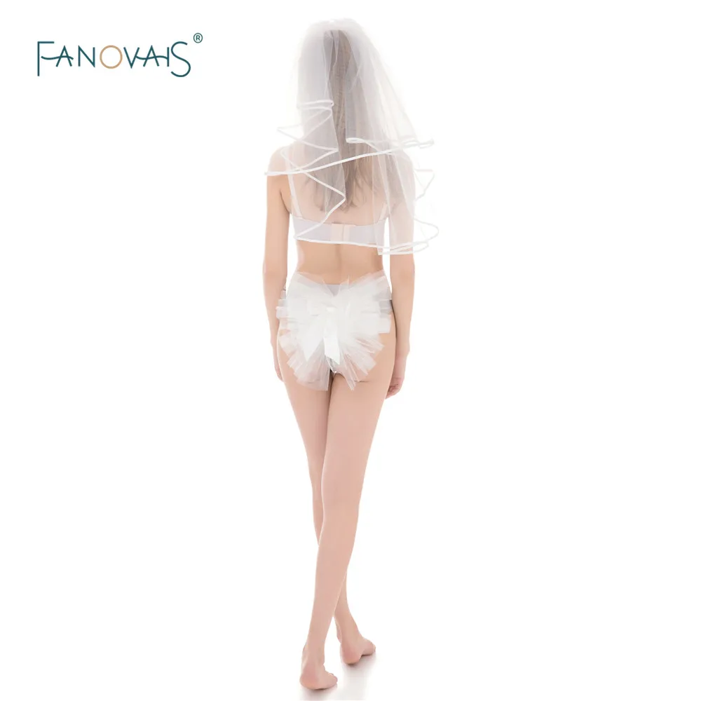 Лидер продаж цвета слоновой кости/белый Booty вуаль набор бикини девичник